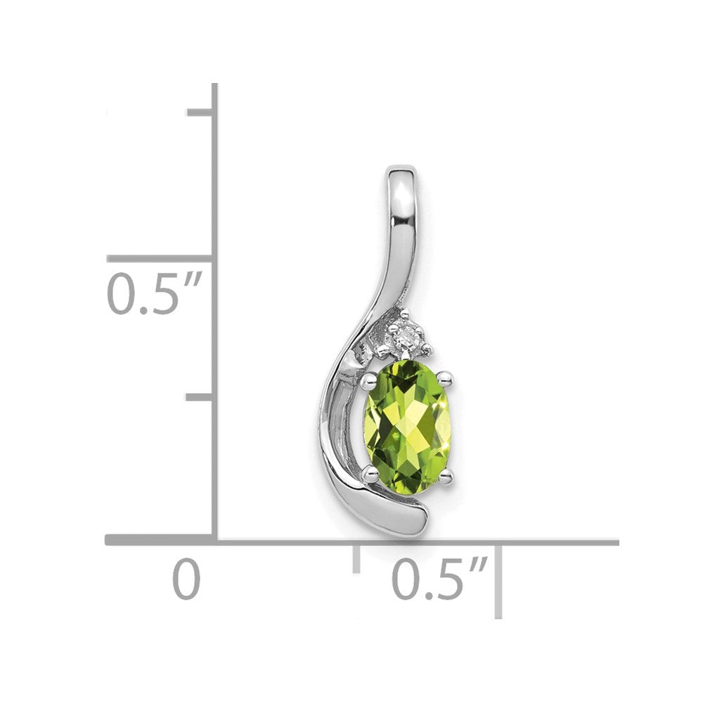 14K Weißgold Anhänger mit Peridot und Diamant