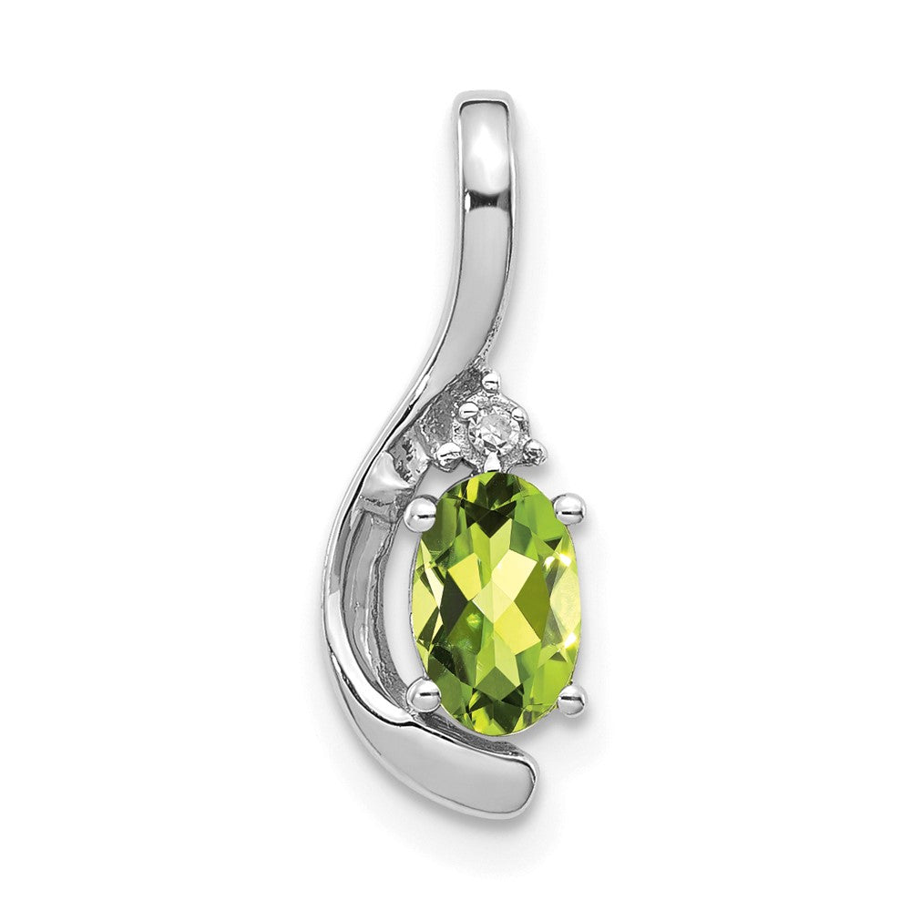 14K Weißgold Anhänger mit Peridot und Diamant
