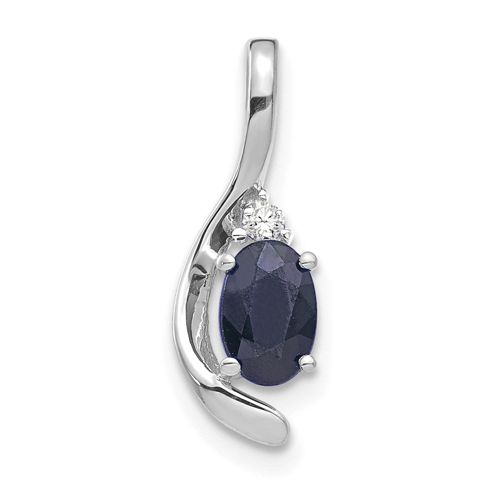14K Weißgold Saphir und Diamant Anhänger