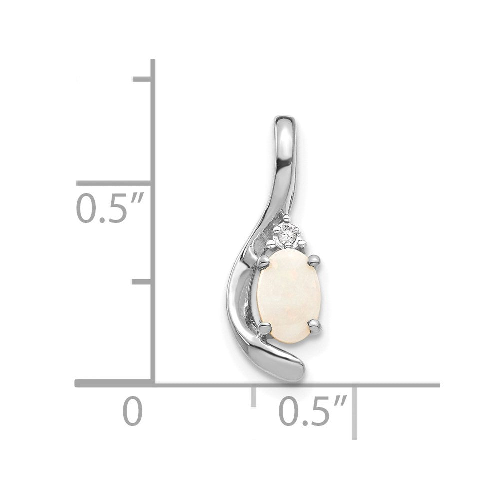 14K Weißgold Opal-Diamant-Anhänger