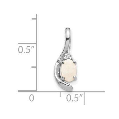 14K Weißgold Opal-Diamant-Anhänger
