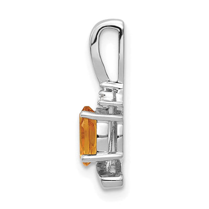 14K Weißgold Citrin-Diamant-Anhänger