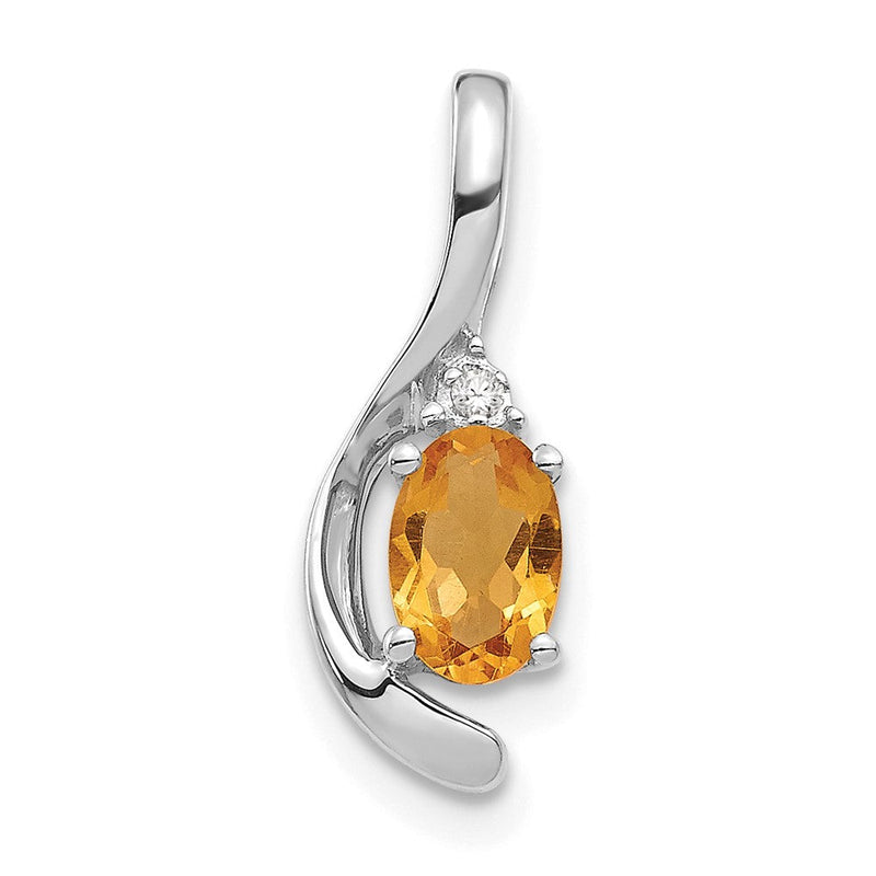14K Weißgold Citrin-Diamant-Anhänger