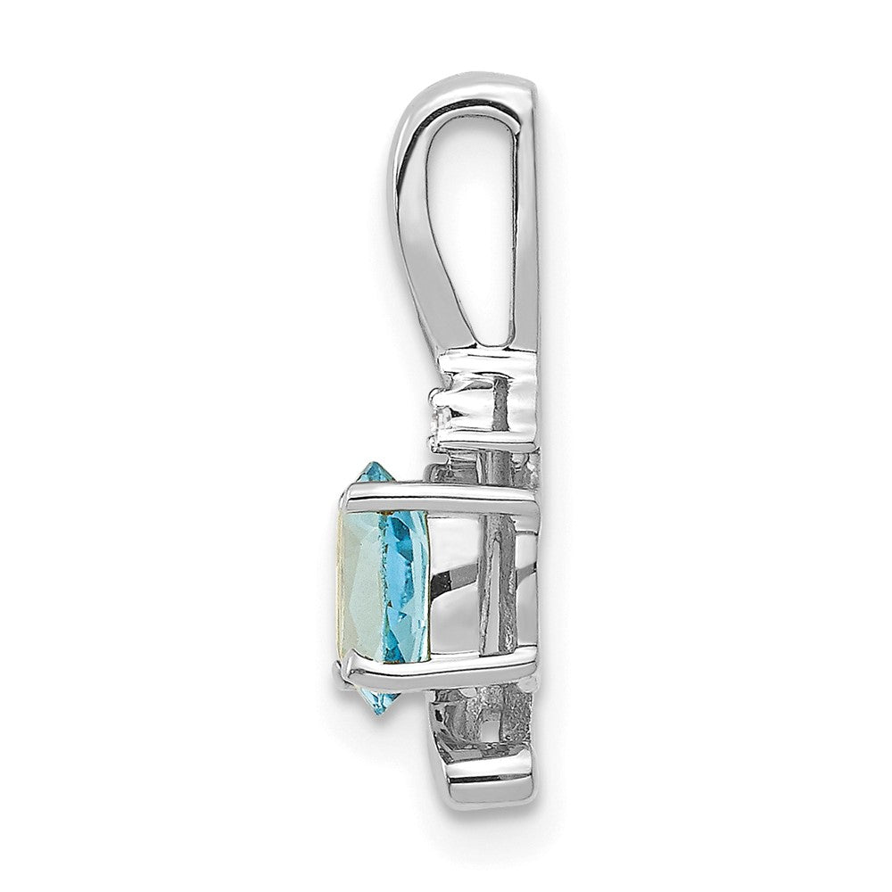 14K Weißgold-Anhänger mit blauem Topas und Diamant