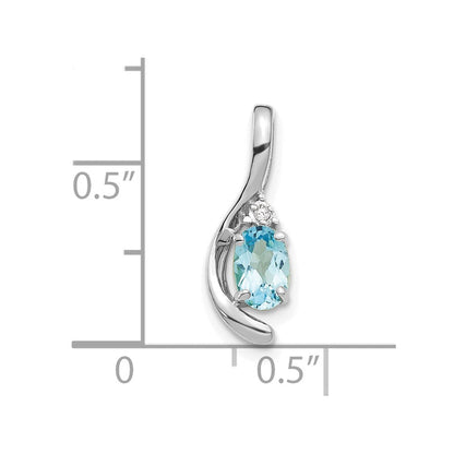 14K Weißgold-Anhänger mit blauem Topas und Diamant