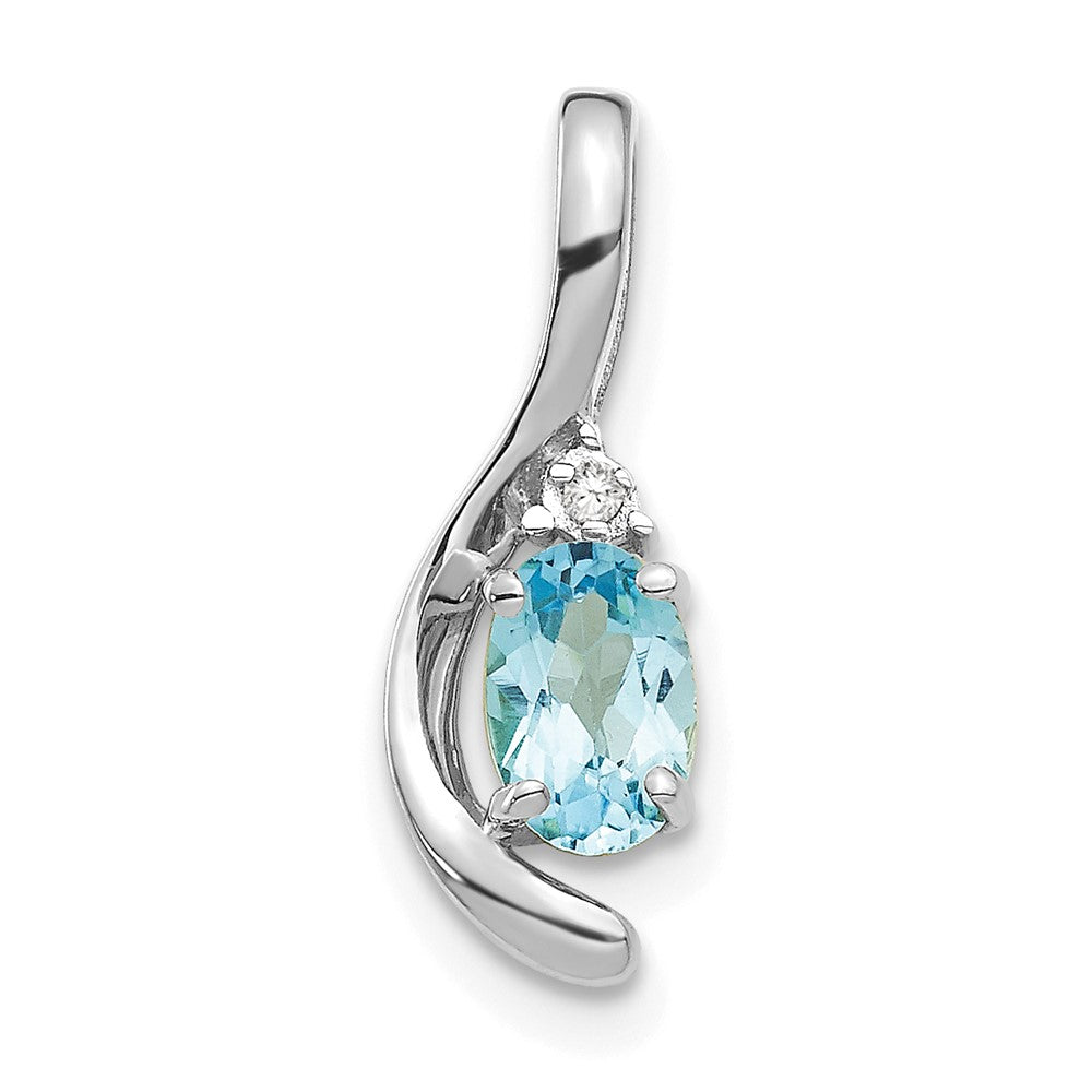 14K Weißgold-Anhänger mit blauem Topas und Diamant