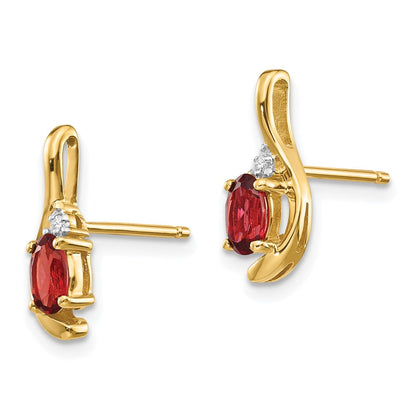 14K Ohrringe mit Diamanten und Granat