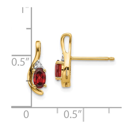 14K Ohrringe mit Diamanten und Granat