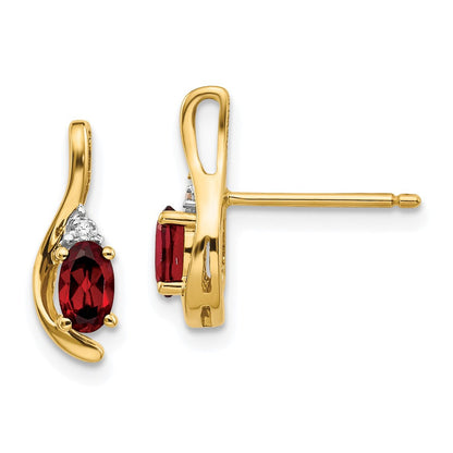 14K Ohrringe mit Diamanten und Granat