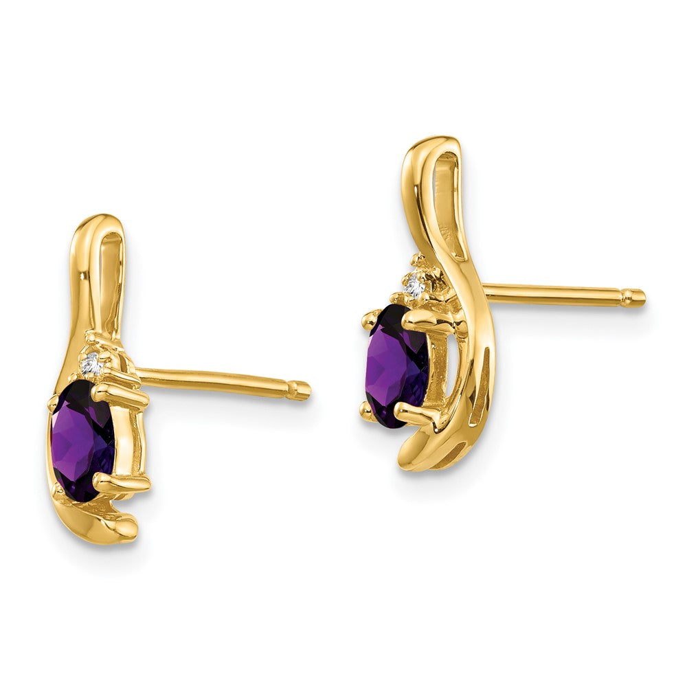14K Ohrringe mit Diamant und Amethyst