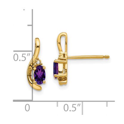 14K Ohrringe mit Diamant und Amethyst