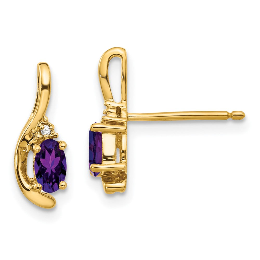 14K Ohrringe mit Diamant und Amethyst