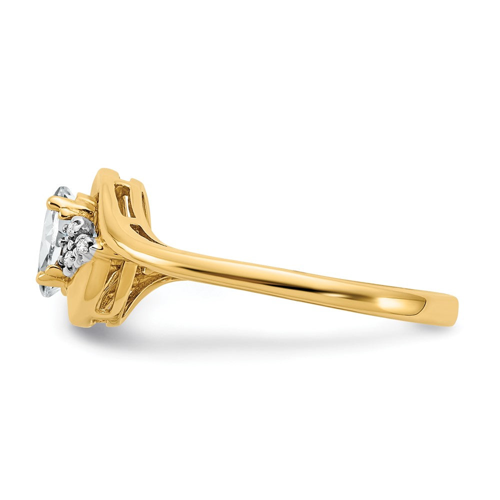 14K Gelbgold Ring mit weißem Topas und echten Diamanten