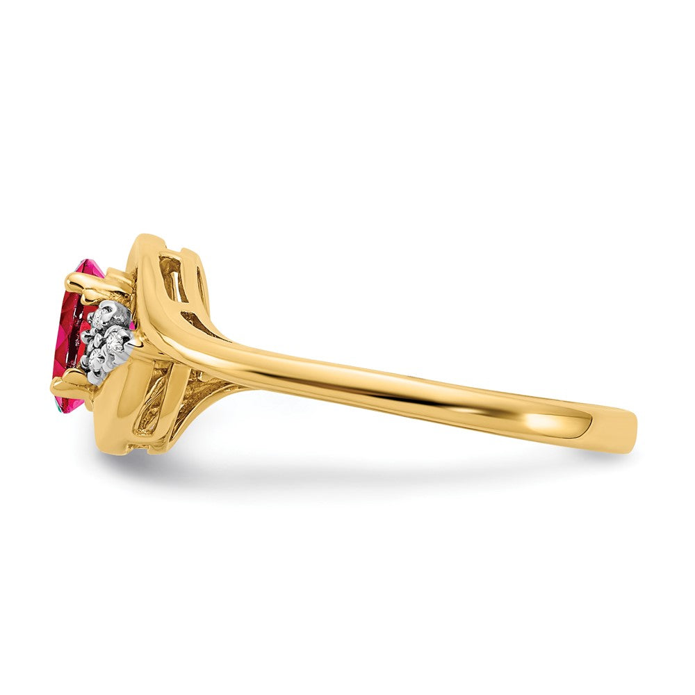 14K Gelbgold Ring mit Rubin und echtem Diamant