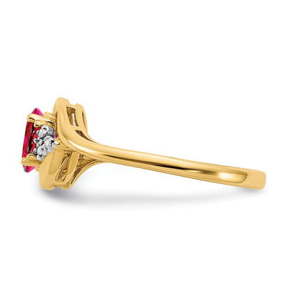 14K Gelbgold Ring mit Rubin und echtem Diamant