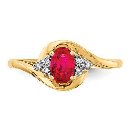 14K Gelbgold Ring mit Rubin und echtem Diamant