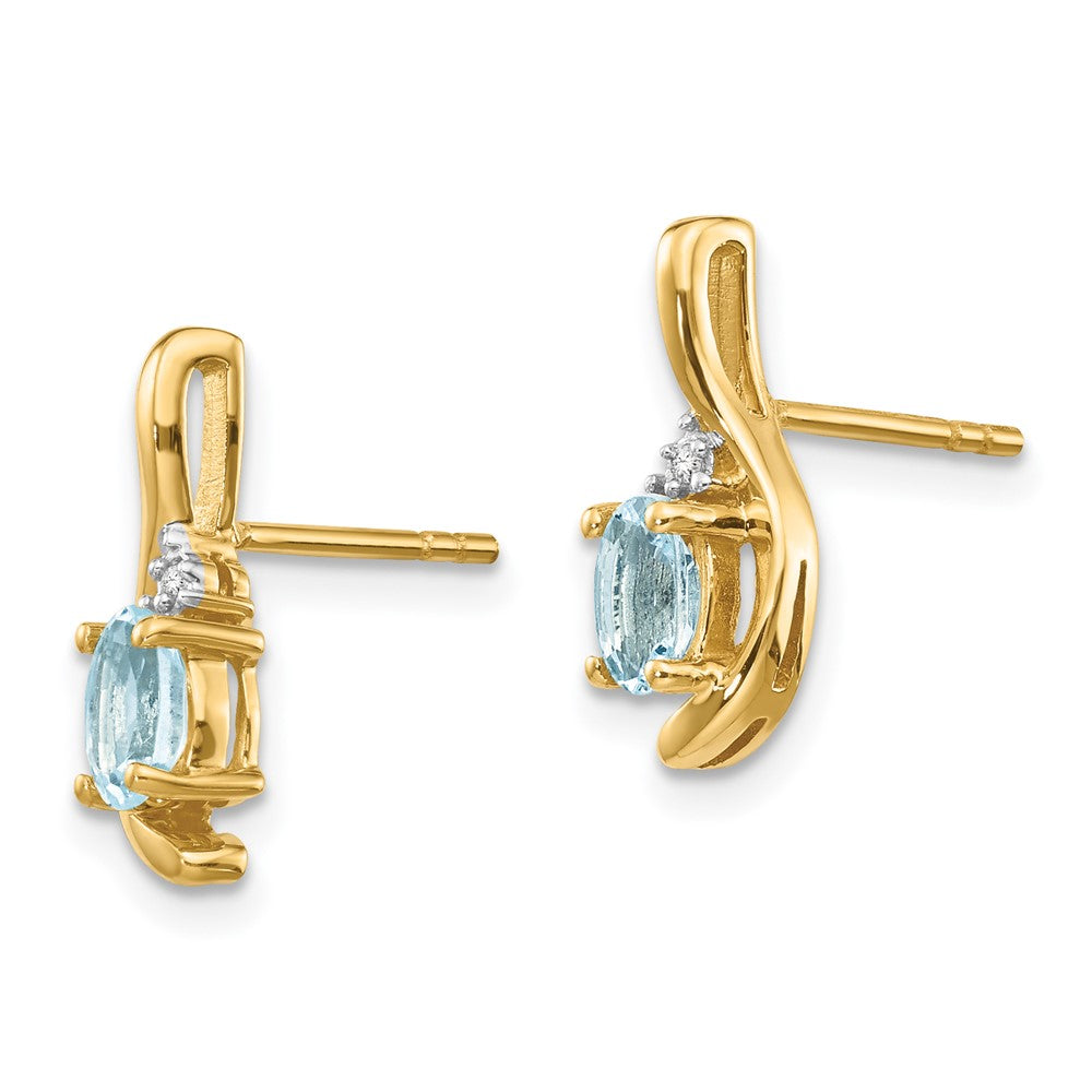14K Gelbgold Ohrringe mit Diamant und Aquamarin