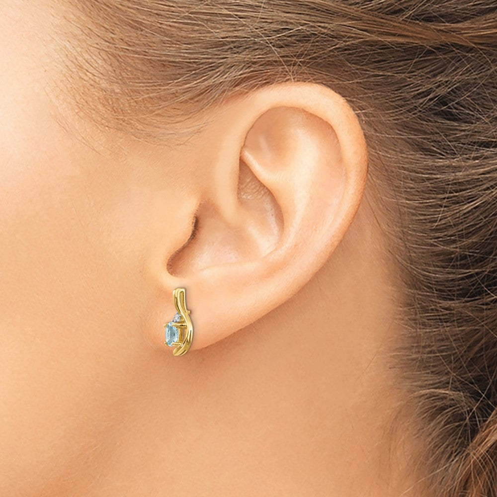 14K Gelbgold Ohrringe mit Diamant und Aquamarin