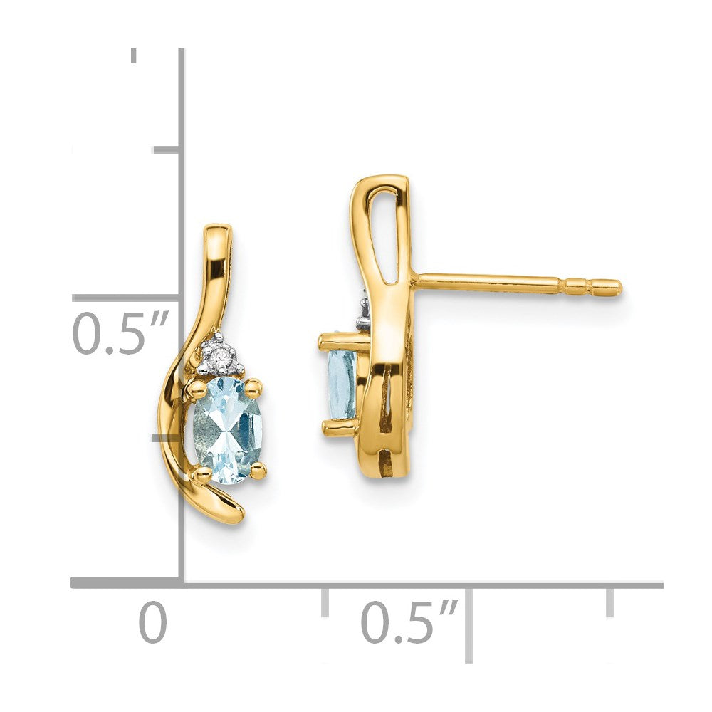 14K Gelbgold Ohrringe mit Diamant und Aquamarin