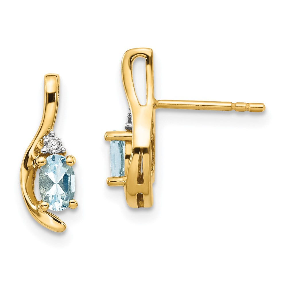 14K Gelbgold Ohrringe mit Diamant und Aquamarin