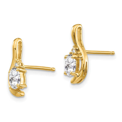 14K Ohrringe mit Diamant und Weißtopas