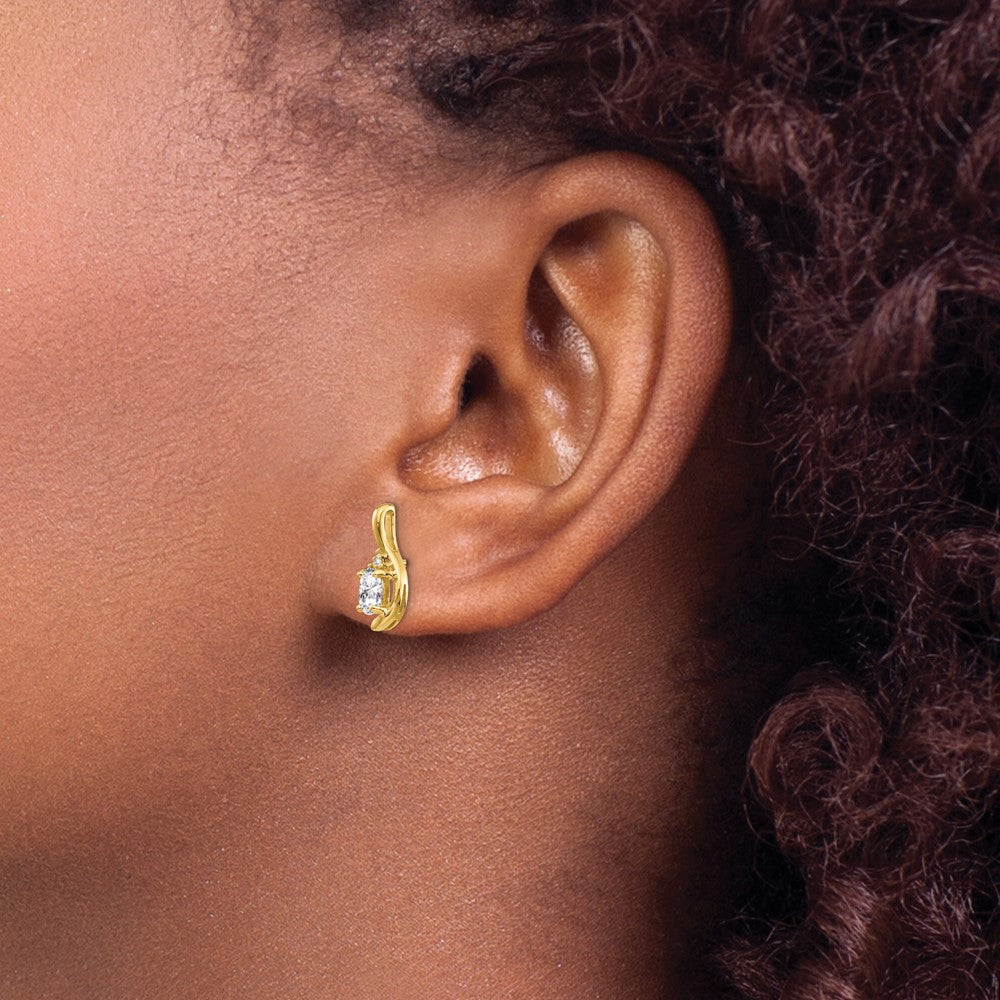 14K Ohrringe mit Diamant und Weißtopas