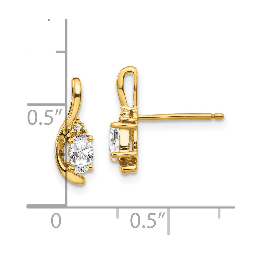 14K Ohrringe mit Diamant und Weißtopas