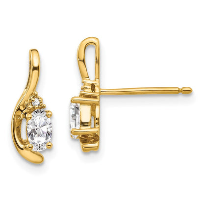 14K Ohrringe mit Diamant und Weißtopas
