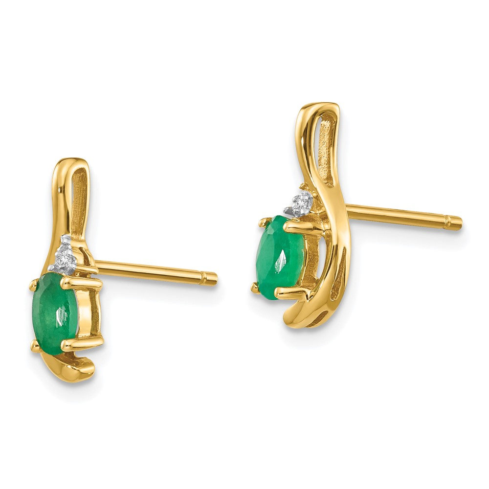 14K Gelbgold Ohrstecker mit Smaragd und Diamant
