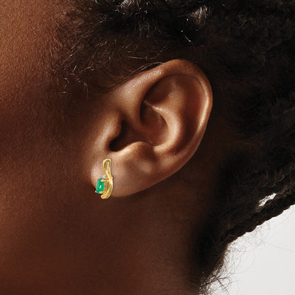 14K Gelbgold Ohrstecker mit Smaragd und Diamant