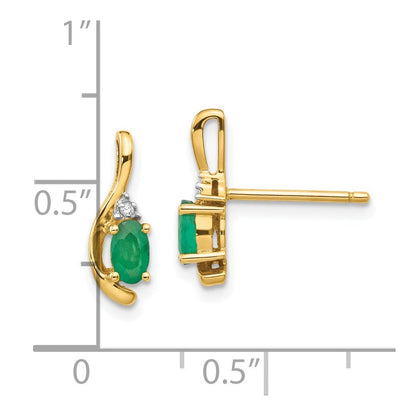 14K Gelbgold Ohrstecker mit Smaragd und Diamant