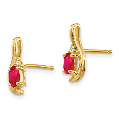 14K Gold Rubin- und Diamant-Ohrstecker