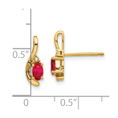14K Gold Rubin- und Diamant-Ohrstecker