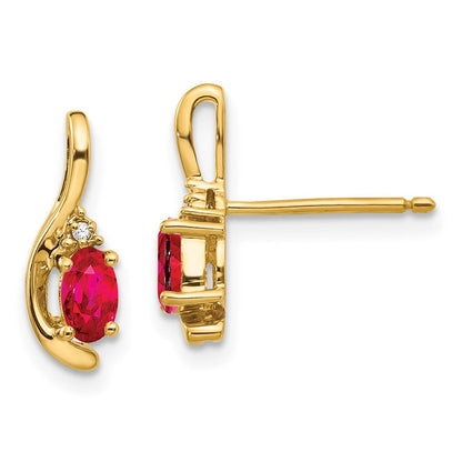 14K Gold Rubin- und Diamant-Ohrstecker