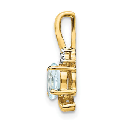14K Gold Anhänger mit Diamant und Aquamarin
