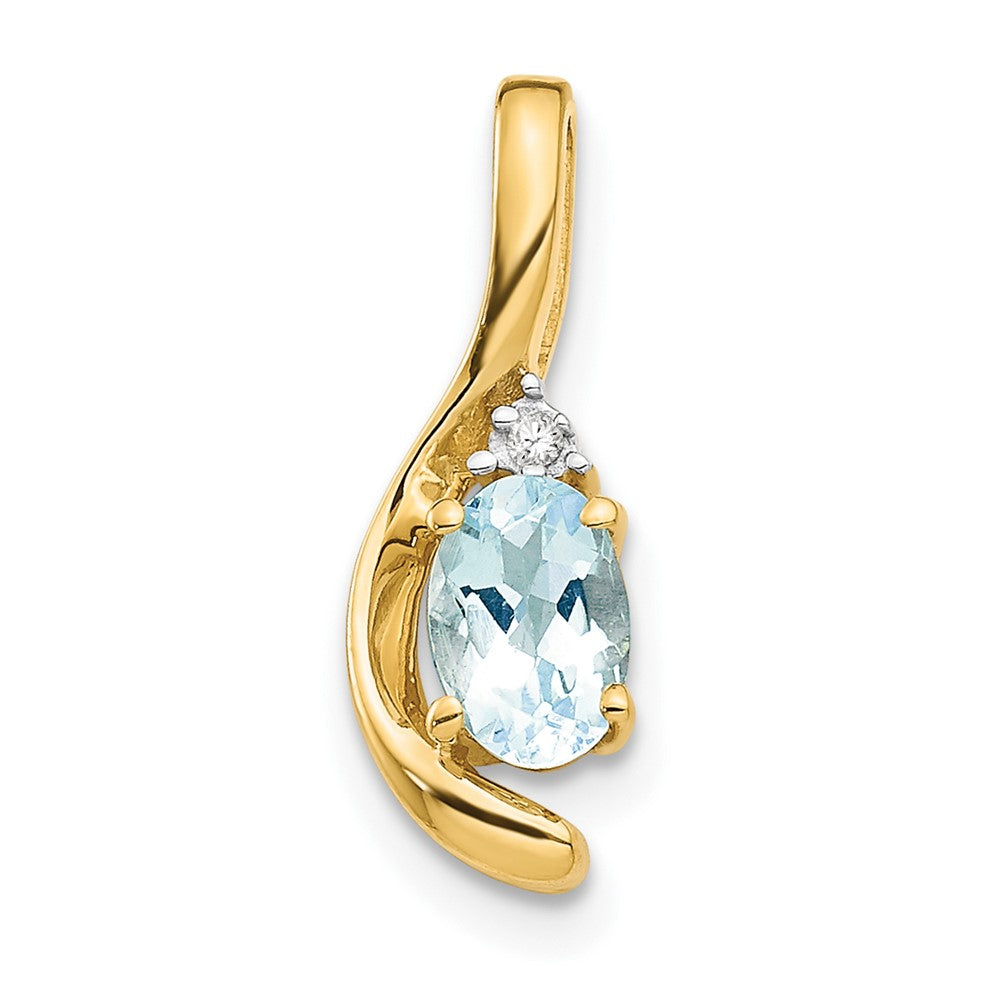14K Gold Anhänger mit Diamant und Aquamarin