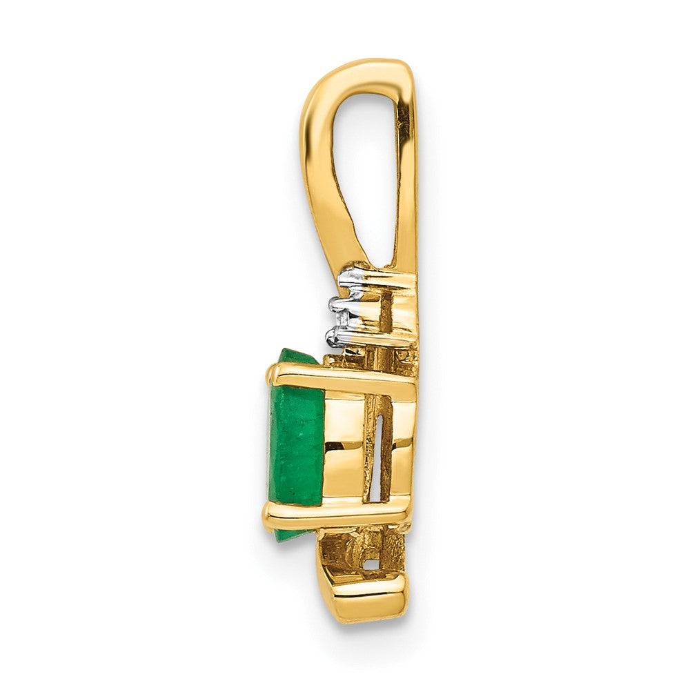 14K Gelbgold Smaragd- und Diamant-Anhänger