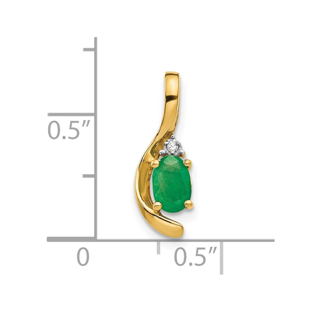 14K Gelbgold Smaragd- und Diamant-Anhänger