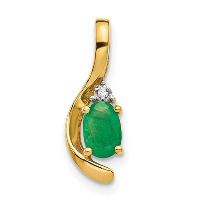 14K Gelbgold Smaragd- und Diamant-Anhänger