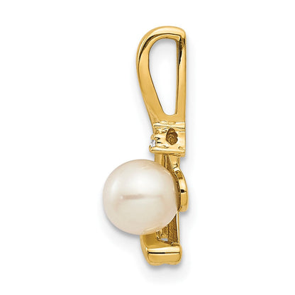 14K Gold Anhänger mit Diamant und Süßwasser-Zuchtperle