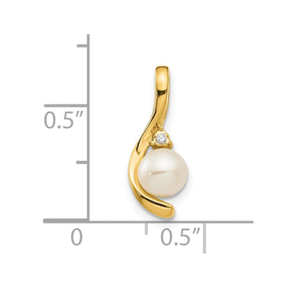 14K Gold Anhänger mit Diamant und Süßwasser-Zuchtperle