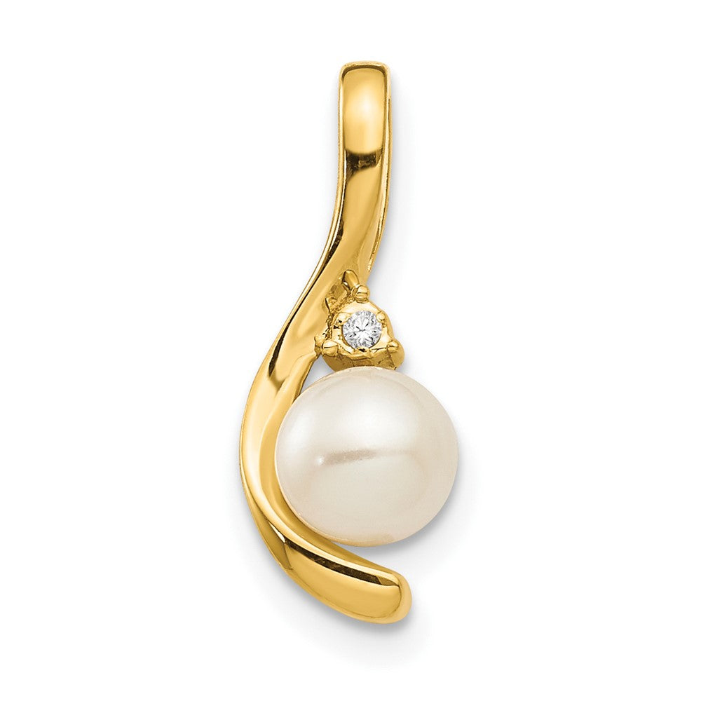 14K Gold Anhänger mit Diamant und Süßwasser-Zuchtperle