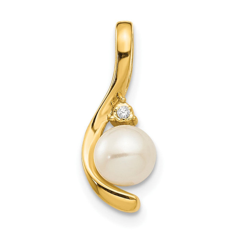 14K Gold Anhänger mit Diamant und Süßwasser-Zuchtperle