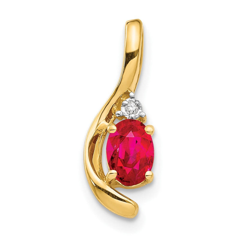 14K Gold Anhänger mit Diamant und Rubin