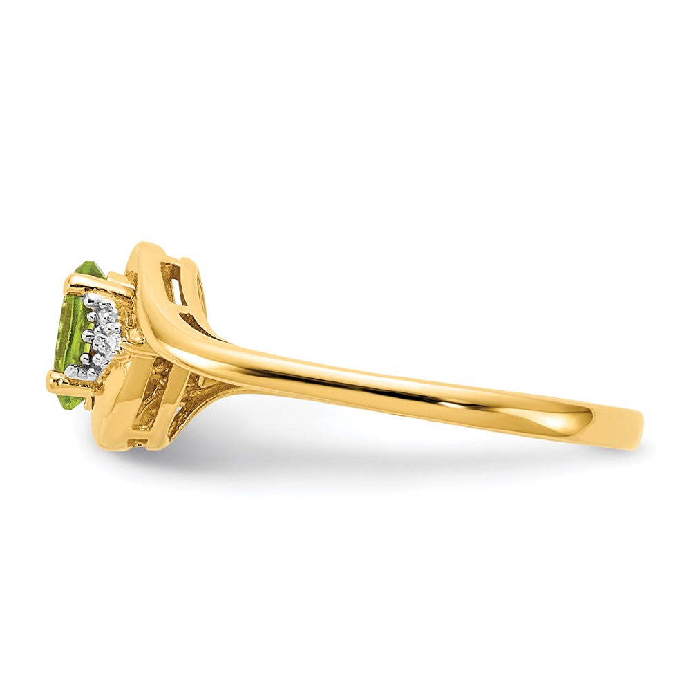 14K Gelbgold Ring mit Peridot und echtem Diamant