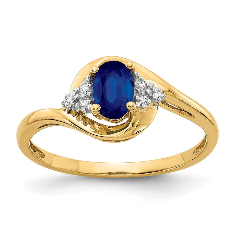 14K Gelbgold Ring mit Saphir und Diamanten