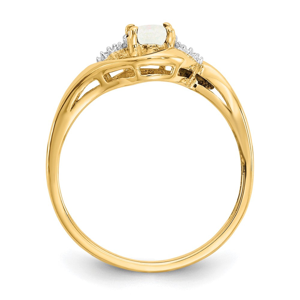 585 Gelbgold Ring mit Opal und echtem Diamant