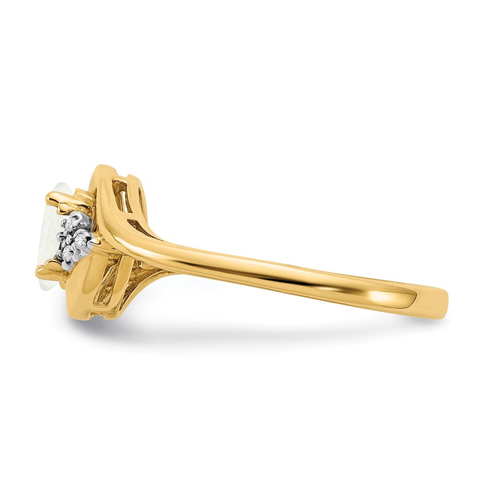 585 Gelbgold Ring mit Opal und echtem Diamant