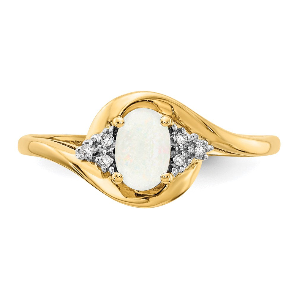 585 Gelbgold Ring mit Opal und echtem Diamant