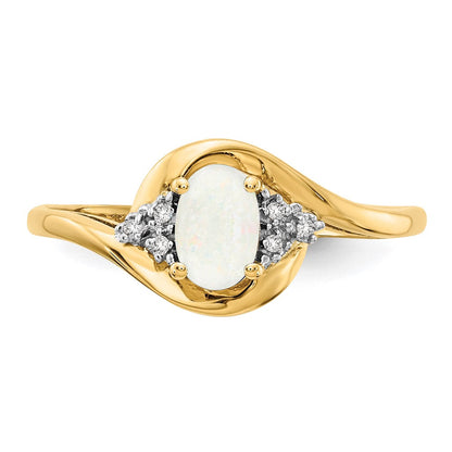 585 Gelbgold Ring mit Opal und echtem Diamant